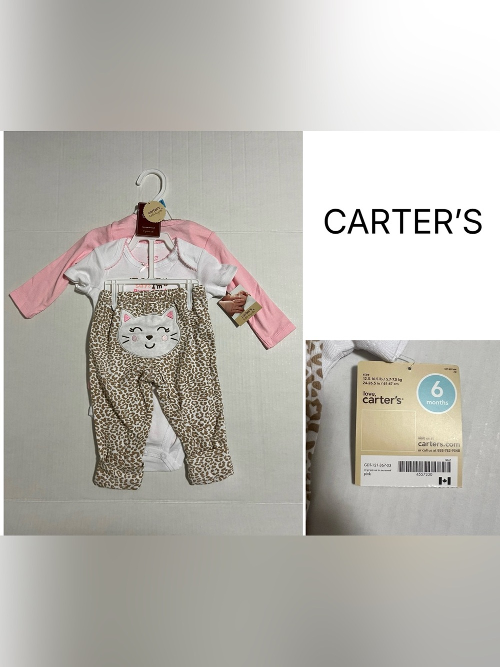 CARTER’S - 6M - NWT - INFANT GIRLS 3PC LEOPARD CAT SET